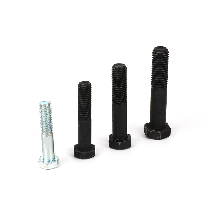 Grade 8.8 zinc plated/black oxide partial-thread hexagon bolts with reduced shank, hex head bolt