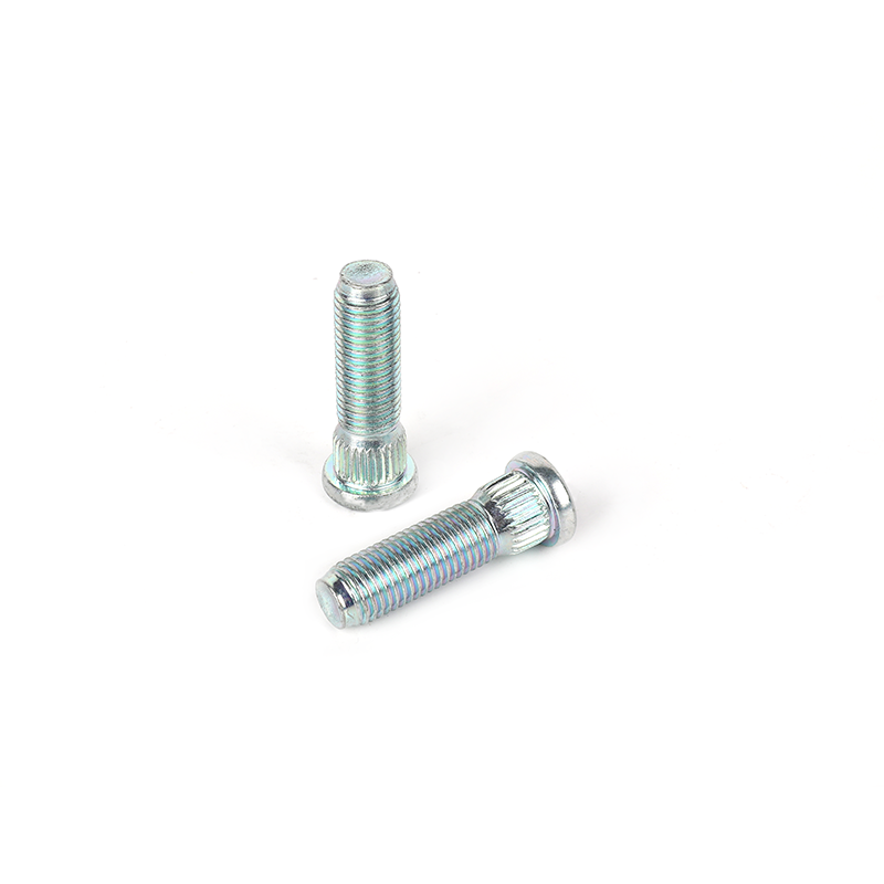 Customized auto parts anti-slip wheel hub screws, bright zinc plated flat head/slotted knurled bolt